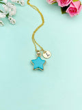 Blue Turquoise Star Charm Necklace, N4271