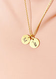 Gold Tenor Saxophone Charm Necklace - Personalized Initial Pendant