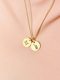 Gold Tenor Saxophone Charm Necklace - Personalized Initial Pendant