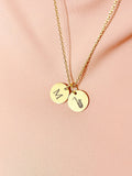 Gold Tenor Saxophone Charm Necklace - Personalized Initial Pendant