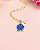 Gold Blueberry Charm Necklace, Fruit Blueberry Charm, N3131A