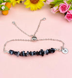 Silver Snowflake Obsidian Bracelet, Natural Snowflake Obsidian Gemstone Jewelry, N6128S