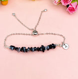 Silver Snowflake Obsidian Bracelet, Natural Snowflake Obsidian Gemstone Jewelry, N6128S