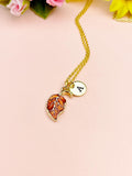 Red Leaf Charm Necklace, Gold Necklace, Fall Natural Love Gift, N6665