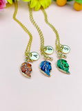 Gold Leaf Charm Necklace, Natural Love Gift, N6665M