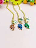 Gold Leaf Charm Necklace, Natural Love Gift, N6665M