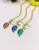 Gold Leaf Charm Necklace, Natural Love Gift, N6665M