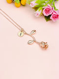 Rose Gold Rose Necklace, Rose Flower Foral Jewely, N172M