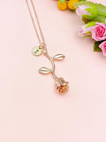 Rose Gold Rose Necklace, Rose Flower Foral Jewely, N172M