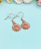 Rose Gold Sunflower Charm Earrings, EN1573