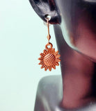 Rose Gold Sunflower Charm Earrings, EN1573