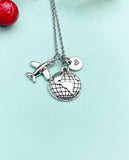Silver Globe Airplane Charm Necklace, Travel Adventure Gift, N6668