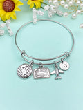 Silver Travel Bracelet Globe, Suitcase Airplane Charms, Christmas Travel Agency Gifts, N5370