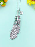 Silver Feather Charm Necklace, Large,  N6669B