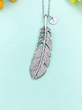 Silver Feather Charm Necklace, Large,  N6669B