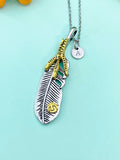 Silver Eagle Feather Charm Necklace, N6669D