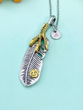 Silver Eagle Feather Charm Necklace, N6669D