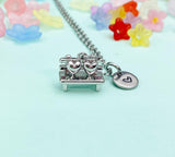 Silver Heart on Park Bench Charm Necklace – Romantic Jewelry Gift for Couples, Nature Lovers & Sentimental Souls, N6517S