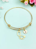 Gold or Silver Stethoscopes Heart Charm Bracelet, N5626B