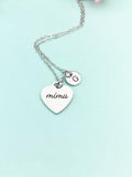 Mima Hear Charm Necklace, Stainless Steel Mima Jewelry, Christmas Gifts for Mima, D116
