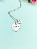 Mima Hear Charm Necklace, Stainless Steel Mima Jewelry, Christmas Gifts for Mima, D116