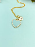 Heart Necklace, Blue, Pale Turquoise Sweet Necklace Gifts, Personalized Birthday Gift, N4325