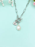 Silver Baroque Keshi Pearl Necklace, Toggle, Gold or Silver Option, N6564S