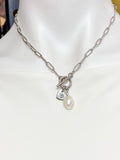 Silver Baroque Keshi Pearl Necklace, Toggle, Gold or Silver Option, N6564S