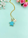 Blue Turquoise Star Charm Necklace, N4271
