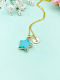 Blue Turquoise Star Charm Necklace, N4271