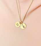 Gold Tenor Saxophone Charm Necklace - Personalized Initial Pendant