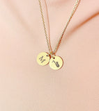 Gold Tenor Saxophone Charm Necklace - Personalized Initial Pendant