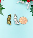 Personalized Bronze Pea Pod Keychain, Initial Charm