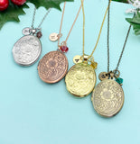 Best Christmas Gift for Mom, Grandmother, Great Grandma, Aunt, Rose Gold Silver Bronze Necklace, Flower Locket, Keepsake Photo Frame, N4478