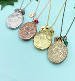 Best Christmas Gift for Mom, Grandmother, Great Grandma, Aunt, Rose Gold Silver Bronze Necklace, Flower Locket, Keepsake Photo Frame, N4478