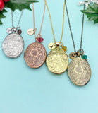Best Christmas Gift for Mom, Grandmother, Great Grandma, Aunt, Rose Gold Silver Bronze Necklace, Flower Locket, Keepsake Photo Frame, N4478