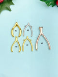 Wishbone Charm Necklace, Initial Monogram, Personalized Jewelry