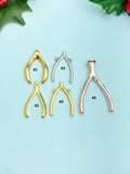 Wishbone Charm Necklace, Initial Monogram, Personalized Jewelry