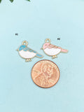 Gold Blue Bird Bracelet, Sparrow Bird Watcher Gifts Ideas, Pink Bird in Option, N3296B