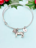 Silver Lion Bracelet Bangle, Lucky Charm, Personized Initial Bracelet, N4936