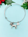 Silver Lion Bracelet Bangle, Lucky Charm, Personized Initial Bracelet, N4936