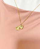 Gold or Silver Tiny Heart Locket Necklace, D370