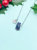 Gold Rough Raw Natural Amethyst Charm Necklace, Natural Gemstone Jewelry, silver Option, N5992