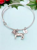 Silver Lion Bracelet Bangle, Lucky Charm, Personized Initial Bracelet, N4936