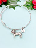 Silver Lion Bracelet Bangle, Lucky Charm, Personized Initial Bracelet, N4936