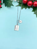 Silver Math Book Charm Necklace, N795