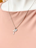 Personalized Initial Cross Necklace, Religious Jewelry Gift, N2343