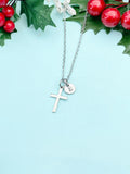 Personalized Initial Cross Necklace, Religious Jewelry Gift, N2343
