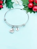 Silver Cookie Charm Bracelet Bangle, N4940
