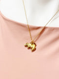 Gold Hippopotamus Charm Necklace, Animal Zoo Hippo Charm, Zookeeper Gift, N418